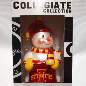Iowa State Cyclones Red Shiny Metallic Snowman Christmas Figurine Ornament NEW